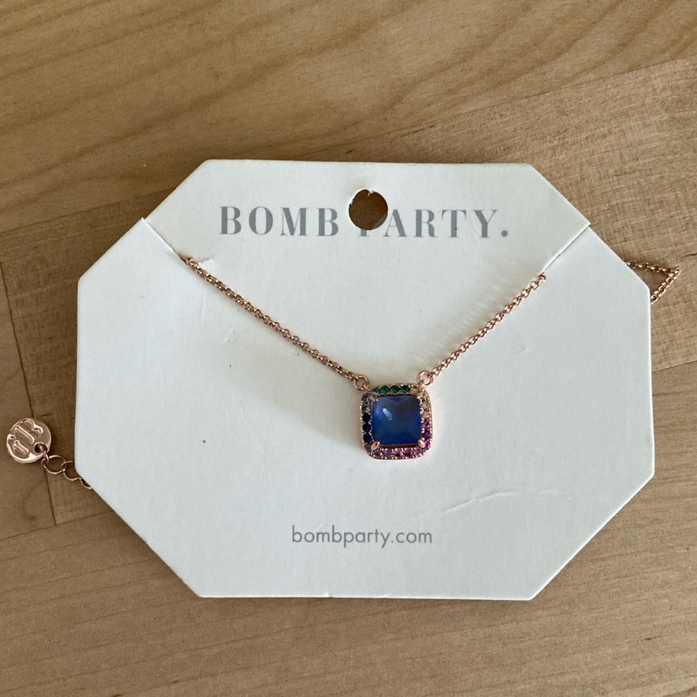 Blue and Gold Rainbow Necklace